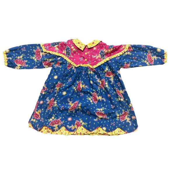 VTG KARAVAN Ethnic Print Floral Fan Bohemian Dress  Beading Sequins  SZ 4T - Picture 4 of 8